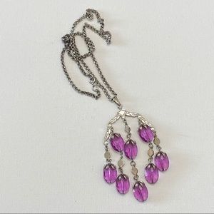 VINTAGE 1970s SARAH COVENTRY SILVERTONE WATERFALL WISTERIA PENDANT NECKLACE